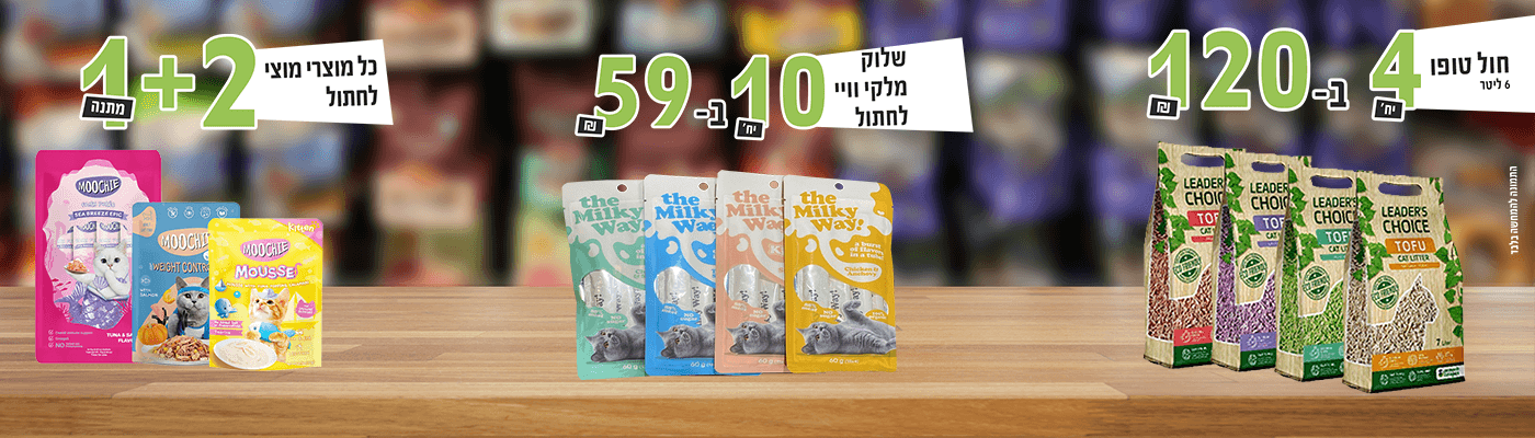 מבצעי נוב' חתולים 1 2024 | מזון וציוד לבעלי חיים | זו סטור ZooStore