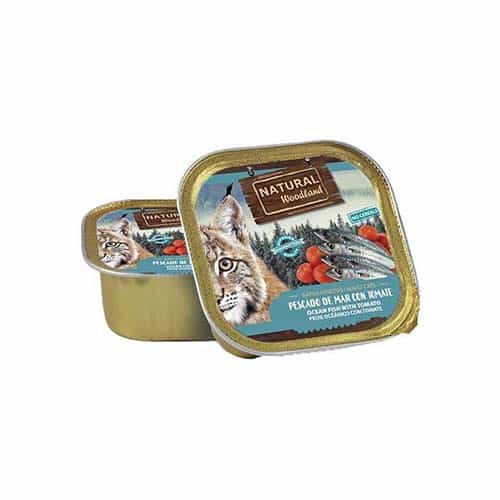מעדן נטורל וודלנד דגי אוקינוס ועגבניות לחתול 100 גרם