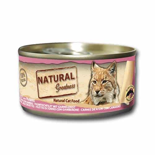 שימור נטורל גרייטנס 70% בשר לחתולים פילה טונה וסרטנים